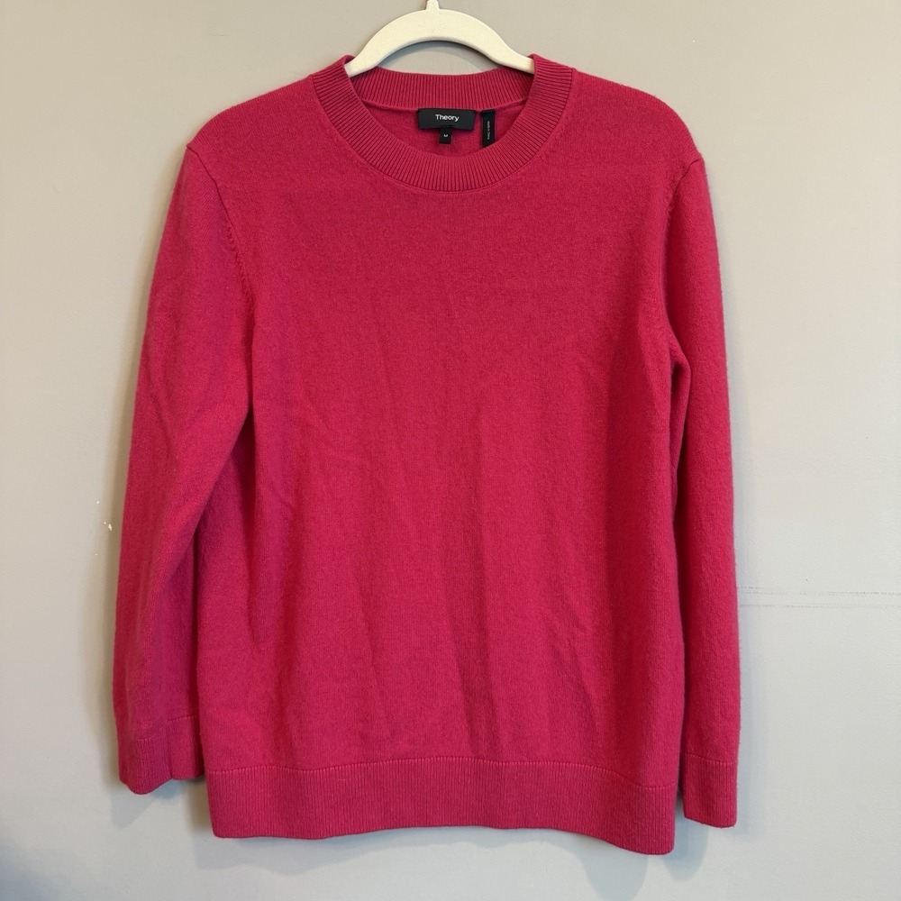 Theory Hot Pink Cashmere Crew Neck Sweater‎ Medium Classic Soft